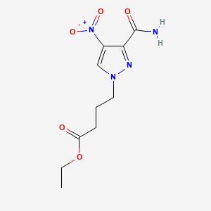molecular formula C10H14N4O5 B10908881 ethyl 4-(3-carbamoyl-4-nitro-1H-pyrazol-1-yl)butanoate 