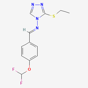 molecular formula C12H12F2N4OS B10908922 N-{(E)-[4-(difluoromethoxy)phenyl]methylidene}-3-(ethylsulfanyl)-4H-1,2,4-triazol-4-amine 