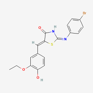 molecular formula C18H15BrN2O3S B10908974 (2Z,5Z)-2-[(4-bromophenyl)imino]-5-(3-ethoxy-4-hydroxybenzylidene)-1,3-thiazolidin-4-one 