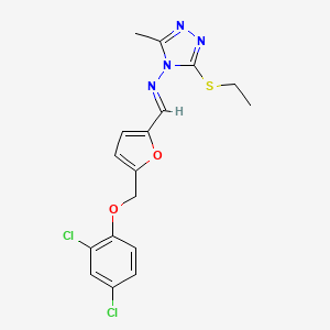 molecular formula C17H16Cl2N4O2S B10909006 N-[(E)-{5-[(2,4-dichlorophenoxy)methyl]furan-2-yl}methylidene]-3-(ethylsulfanyl)-5-methyl-4H-1,2,4-triazol-4-amine 
