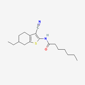 molecular formula C18H26N2OS B10909042 N-(3-cyano-6-ethyl-4,5,6,7-tetrahydro-1-benzothiophen-2-yl)heptanamide 