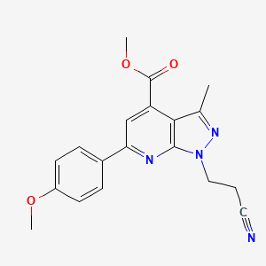 molecular formula C19H18N4O3 B10909057 methyl 1-(2-cyanoethyl)-6-(4-methoxyphenyl)-3-methyl-1H-pyrazolo[3,4-b]pyridine-4-carboxylate CAS No. 1018051-61-0