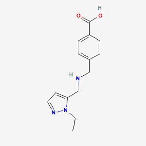 molecular formula C14H17N3O2 B10909092 4-({[(1-ethyl-1H-pyrazol-5-yl)methyl]amino}methyl)benzoic acid 