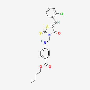 molecular formula C22H21ClN2O3S2 B10909118 butyl 4-({[(5Z)-5-(2-chlorobenzylidene)-4-oxo-2-thioxo-1,3-thiazolidin-3-yl]methyl}amino)benzoate 