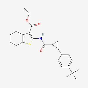 molecular formula C25H31NO3S B10909135 Ethyl 2-({[2-(4-tert-butylphenyl)cyclopropyl]carbonyl}amino)-4,5,6,7-tetrahydro-1-benzothiophene-3-carboxylate 