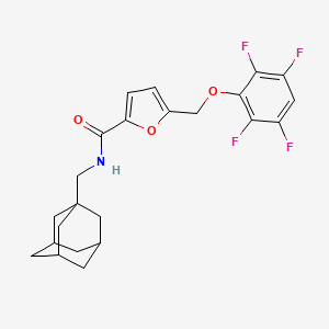 molecular formula C23H23F4NO3 B10909158 N~2~-(1-Adamantylmethyl)-5-[(2,3,5,6-tetrafluorophenoxy)methyl]-2-furamide 