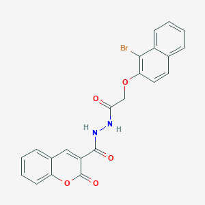 molecular formula C22H15BrN2O5 B10909160 N'-{[(1-bromonaphthalen-2-yl)oxy]acetyl}-2-oxo-2H-chromene-3-carbohydrazide 