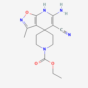 molecular formula C15H19N5O3 B10909189 Ethyl 6-amino-5-cyano-3-methyl-1'H,7H-spiro[isoxazolo[5,4-B]pyridine-4,4'-piperidine]-1'-carboxylate 