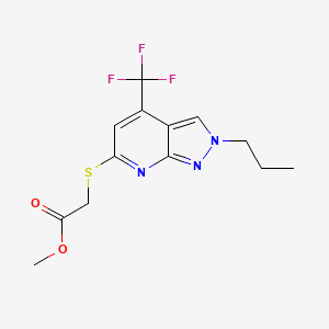 molecular formula C13H14F3N3O2S B10909199 Methyl 2-((2-propyl-4-(trifluoromethyl)-2H-pyrazolo[3,4-b]pyridin-6-yl)thio)acetate 