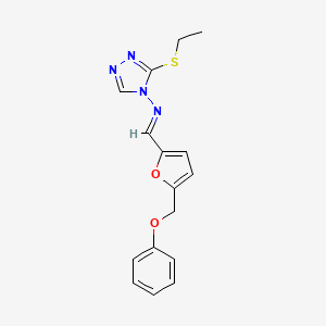 molecular formula C16H16N4O2S B10909209 3-(ethylsulfanyl)-N-{(E)-[5-(phenoxymethyl)furan-2-yl]methylidene}-4H-1,2,4-triazol-4-amine 