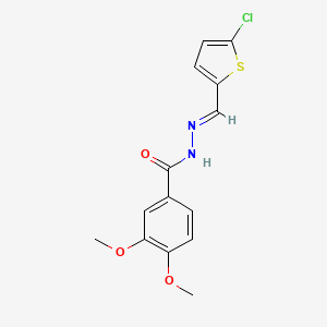molecular formula C14H13ClN2O3S B10909227 N'-[(E)-(5-chlorothiophen-2-yl)methylidene]-3,4-dimethoxybenzohydrazide 