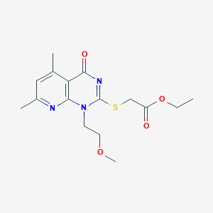 molecular formula C16H21N3O4S B10909295 Ethyl {[1-(2-methoxyethyl)-5,7-dimethyl-4-oxo-1,4-dihydropyrido[2,3-d]pyrimidin-2-yl]sulfanyl}acetate 
