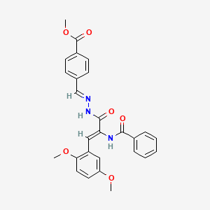 molecular formula C27H25N3O6 B10909401 methyl 4-[(E)-(2-{(2Z)-3-(2,5-dimethoxyphenyl)-2-[(phenylcarbonyl)amino]prop-2-enoyl}hydrazinylidene)methyl]benzoate 