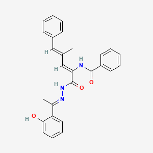 molecular formula C27H25N3O3 B10909456 N-[(2Z,4E)-4-methyl-1-oxo-1-[2-[(1E)-1-(6-oxocyclohexa-2,4-dien-1-ylidene)ethyl]hydrazinyl]-5-phenylpenta-2,4-dien-2-yl]benzamide 