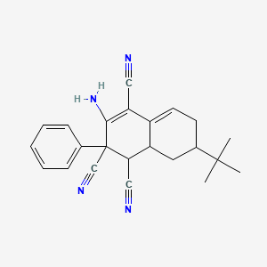 molecular formula C23H24N4 B10909487 3-Amino-7-tert-butyl-2-phenyl-1,2,6,7,8,8a-hexahydronaphthalene-1,2,4-tricarbonitrile 
