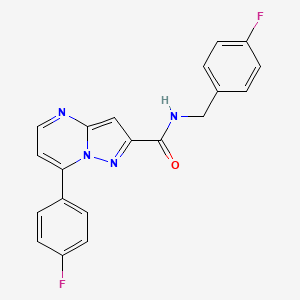 molecular formula C20H14F2N4O B10909516 N-(4-fluorobenzyl)-7-(4-fluorophenyl)pyrazolo[1,5-a]pyrimidine-2-carboxamide 