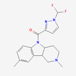 molecular formula C18H20F2N4O B10909677 [1-(difluoromethyl)-1H-pyrazol-3-yl](2,8-dimethyl-1,2,3,4,4a,9b-hexahydro-5H-pyrido[4,3-b]indol-5-yl)methanone 