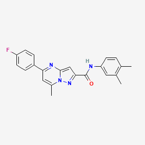 molecular formula C22H19FN4O B10909854 N-(3,4-dimethylphenyl)-5-(4-fluorophenyl)-7-methylpyrazolo[1,5-a]pyrimidine-2-carboxamide 