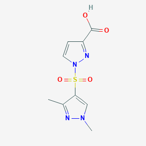 molecular formula C9H10N4O4S B10909940 1-((1,3-Dimethyl-1H-pyrazol-4-yl)sulfonyl)-1H-pyrazole-3-carboxylic acid 
