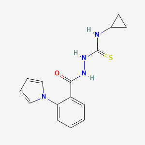 molecular formula C15H16N4OS B10910134 N-cyclopropyl-2-{[2-(1H-pyrrol-1-yl)phenyl]carbonyl}hydrazinecarbothioamide 