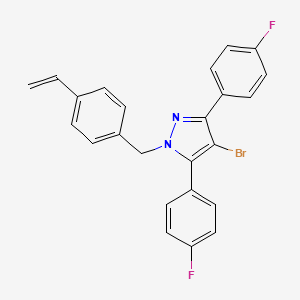 molecular formula C24H17BrF2N2 B10910185 4-bromo-1-(4-ethenylbenzyl)-3,5-bis(4-fluorophenyl)-1H-pyrazole 