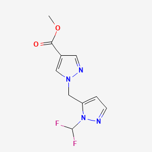molecular formula C10H10F2N4O2 B10910354 methyl 1-{[1-(difluoromethyl)-1H-pyrazol-5-yl]methyl}-1H-pyrazole-4-carboxylate 