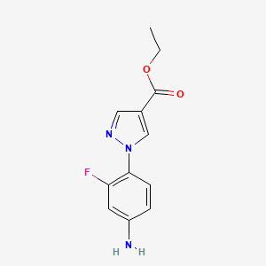 molecular formula C12H12FN3O2 B10910409 Ethyl 1-(4-amino-2-fluoro-phenyl)-1H-pyrazole-4-carboxylate 