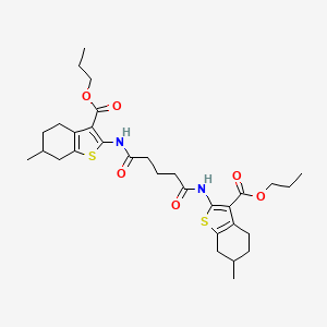 molecular formula C31H42N2O6S2 B10910505 Dipropyl 2,2'-[(1,5-dioxopentane-1,5-diyl)diimino]bis(6-methyl-4,5,6,7-tetrahydro-1-benzothiophene-3-carboxylate) 