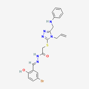 molecular formula C21H21BrN6O2S B10910566 N'-[(E)-(5-bromo-2-hydroxyphenyl)methylidene]-2-({5-[(phenylamino)methyl]-4-(prop-2-en-1-yl)-4H-1,2,4-triazol-3-yl}sulfanyl)acetohydrazide 