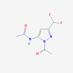 molecular formula C8H9F2N3O2 B10910570 N-[1-acetyl-3-(difluoromethyl)-1H-pyrazol-5-yl]acetamide 