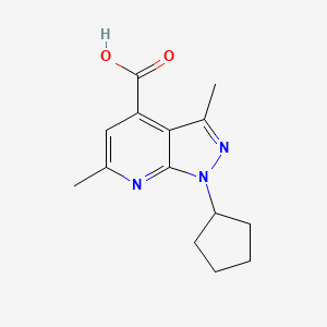 molecular formula C14H17N3O2 B10910577 1-cyclopentyl-3,6-dimethyl-1H-pyrazolo[3,4-b]pyridine-4-carboxylic acid 