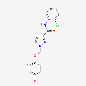 molecular formula C17H12ClF2N3O2 B10910632 N-(2-chlorophenyl)-1-[(2,4-difluorophenoxy)methyl]-1H-pyrazole-3-carboxamide 