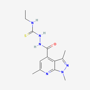 molecular formula C13H18N6OS B10910649 N-ethyl-2-[(1,3,6-trimethyl-1H-pyrazolo[3,4-b]pyridin-4-yl)carbonyl]hydrazinecarbothioamide 