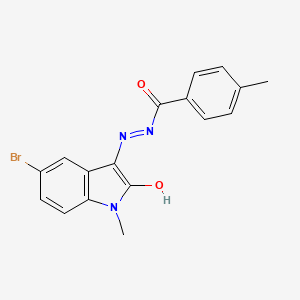 molecular formula C17H14BrN3O2 B10910661 N'-[(3E)-5-bromo-1-methyl-2-oxo-1,2-dihydro-3H-indol-3-ylidene]-4-methylbenzohydrazide 