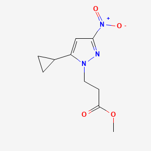 molecular formula C10H13N3O4 B10910725 methyl 3-(5-cyclopropyl-3-nitro-1H-pyrazol-1-yl)propanoate 