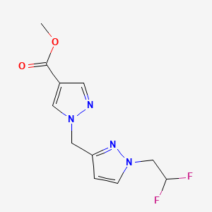 molecular formula C11H12F2N4O2 B10910731 methyl 1-{[1-(2,2-difluoroethyl)-1H-pyrazol-3-yl]methyl}-1H-pyrazole-4-carboxylate 