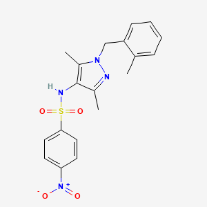 molecular formula C19H20N4O4S B10910744 N-[3,5-dimethyl-1-(2-methylbenzyl)-1H-pyrazol-4-yl]-4-nitrobenzenesulfonamide 
