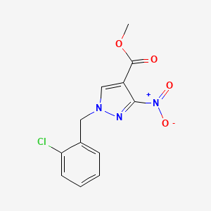 molecular formula C12H10ClN3O4 B10910749 Methyl 1-(2-chlorobenzyl)-3-nitro-1H-pyrazole-4-carboxylate 