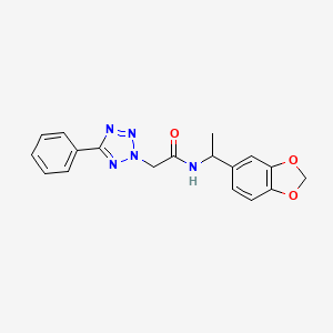 molecular formula C18H17N5O3 B10910784 N-[1-(1,3-benzodioxol-5-yl)ethyl]-2-(5-phenyl-2H-tetrazol-2-yl)acetamide 