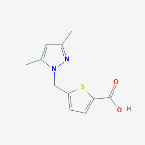 molecular formula C11H12N2O2S B10910862 5-[(3,5-dimethyl-1H-pyrazol-1-yl)methyl]thiophene-2-carboxylic acid 