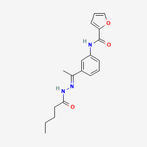 molecular formula C18H21N3O3 B10910974 N-{3-[(1E)-1-(2-pentanoylhydrazinylidene)ethyl]phenyl}furan-2-carboxamide 