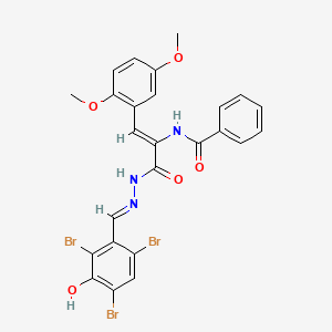 molecular formula C25H20Br3N3O5 B10911040 N-{(1Z)-1-(2,5-dimethoxyphenyl)-3-oxo-3-[(2E)-2-(2,4,6-tribromo-3-hydroxybenzylidene)hydrazinyl]prop-1-en-2-yl}benzamide 