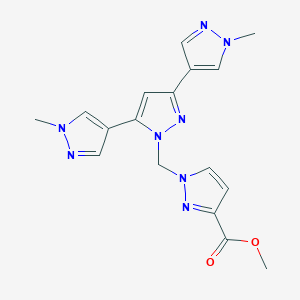 molecular formula C17H18N8O2 B10911042 methyl 1-[[3,5-bis(1-methylpyrazol-4-yl)pyrazol-1-yl]methyl]pyrazole-3-carboxylate 