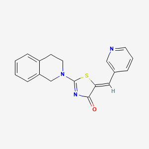 molecular formula C18H15N3OS B10911075 (5Z)-2-(3,4-dihydroisoquinolin-2(1H)-yl)-5-(pyridin-3-ylmethylidene)-1,3-thiazol-4(5H)-one 