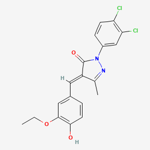 molecular formula C19H16Cl2N2O3 B10911078 (4E)-2-(3,4-dichlorophenyl)-4-(3-ethoxy-4-hydroxybenzylidene)-5-methyl-2,4-dihydro-3H-pyrazol-3-one 