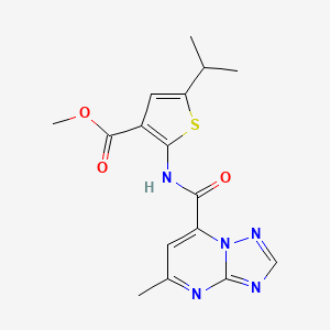 molecular formula C16H17N5O3S B10911102 Methyl 2-{[(5-methyl[1,2,4]triazolo[1,5-a]pyrimidin-7-yl)carbonyl]amino}-5-(propan-2-yl)thiophene-3-carboxylate 
