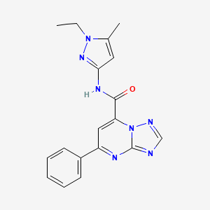 molecular formula C18H17N7O B10911153 N-(1-ethyl-5-methyl-1H-pyrazol-3-yl)-5-phenyl[1,2,4]triazolo[1,5-a]pyrimidine-7-carboxamide 