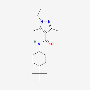 molecular formula C18H31N3O B10911158 N-(4-tert-butylcyclohexyl)-1-ethyl-3,5-dimethyl-1H-pyrazole-4-carboxamide 