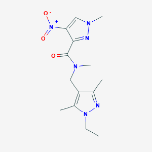 molecular formula C14H20N6O3 B10911161 N-[(1-ethyl-3,5-dimethyl-1H-pyrazol-4-yl)methyl]-N,1-dimethyl-4-nitro-1H-pyrazole-3-carboxamide 