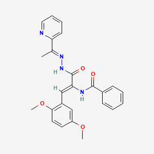 molecular formula C25H24N4O4 B10911223 N-[(1Z)-1-(2,5-dimethoxyphenyl)-3-oxo-3-{(2E)-2-[1-(pyridin-2-yl)ethylidene]hydrazinyl}prop-1-en-2-yl]benzamide 